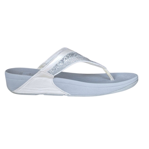 FitFlop Lulu Silver Glitter Thong Toe Post Flipflop 11 Beachy Comfory - Picture 2 of 7